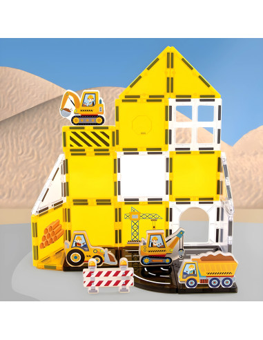 WOOPIE Magnetic Building Blocks 7.5 cm Construction Site STEAM 47 pcs.