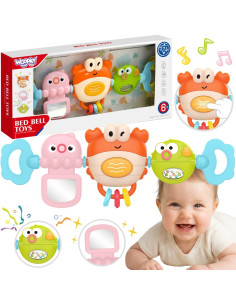 WOOPIE BABY Pendant for Stroller Crib Sensory Playing Crab Mirror Fish 6m