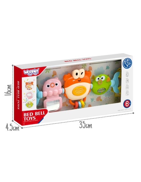 WOOPIE BABY Pendant for Stroller Crib Sensory Playing Crab Mirror Fish 6m