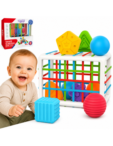 WOOPIE BABY Lankstus sensorinis kubelių rūšiavimo rinkinys vaikams 13 vnt.