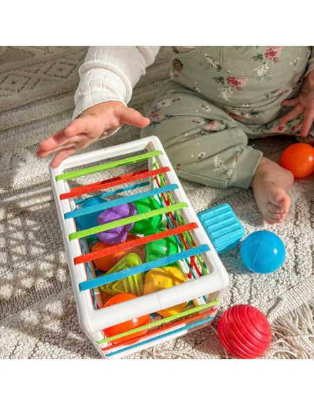 WOOPIE BABY Lankstus sensorinis kubelių rūšiavimo rinkinys vaikams, spalvingos formos, 13 vnt.