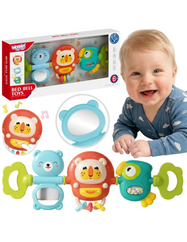 Подвесной светильник для коляски WOOPI BABY, сенсорная погремушка-зеркало для детской кроватки, для детей от 6 месяцев.