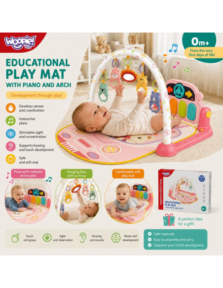 WOOPIE BABY interaktyvus pianino žaidimų kilimėlis kūdikiams 3 viename
