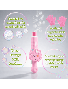 Пистолет для мыльных пузырей Woopie Smoke Bubble Gun, машина для создания тумана и мыльных пузырей в виде единорога, перезаряжае 2