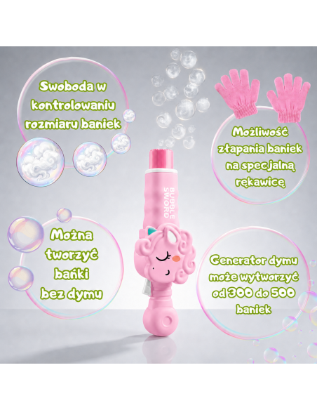 WOOPIE Smoke Bubble Gun Unicorn Fog Bubble Machine Rechargeable