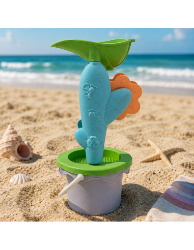 WOOPIE GREEN Set with Bucket and Spinning Wheel 5 pcs. Strainer and Molds