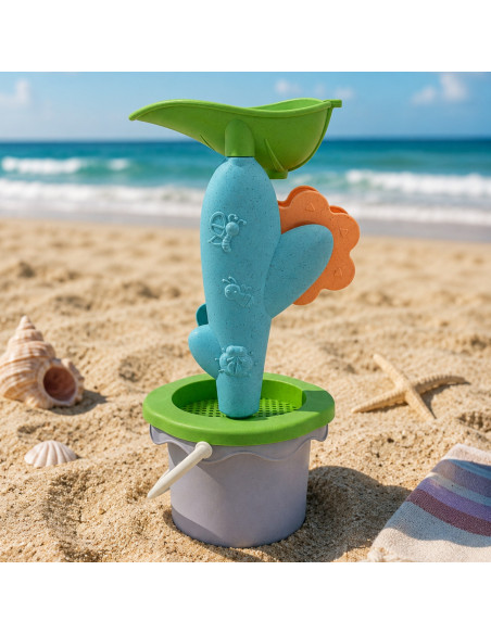 WOOPIE GREEN Set with Bucket and Spinning Wheel 5 pcs. Strainer and Molds