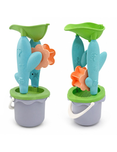 WOOPIE GREEN Set with Bucket and Spinning Wheel 5 pcs. Strainer and Molds