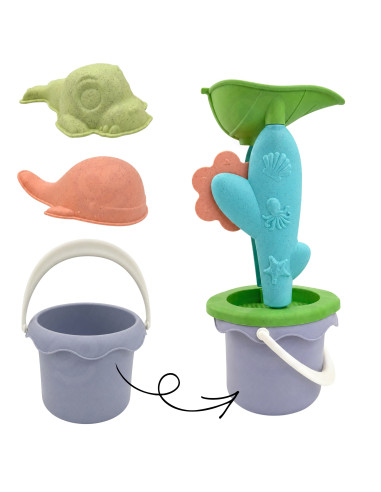 WOOPIE GREEN Set with Bucket and Spinning Wheel 5 pcs. Strainer and Molds