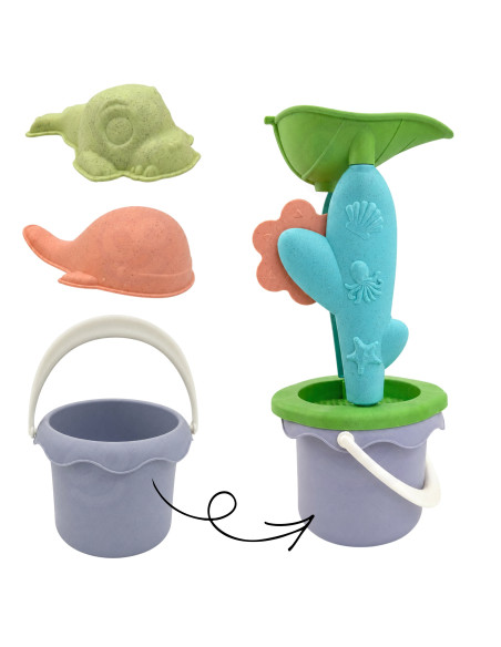 WOOPIE GREEN Set with Bucket and Spinning Wheel 5 pcs. Strainer and Molds