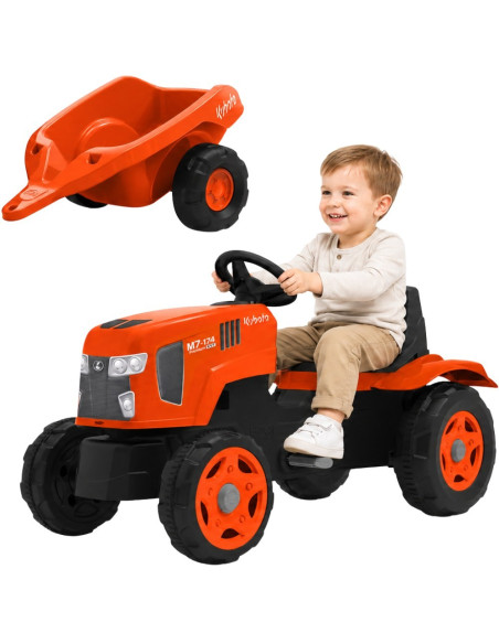 FALK Kubota Pedal Tractor with Trailer and Opening Hood 2-6 years