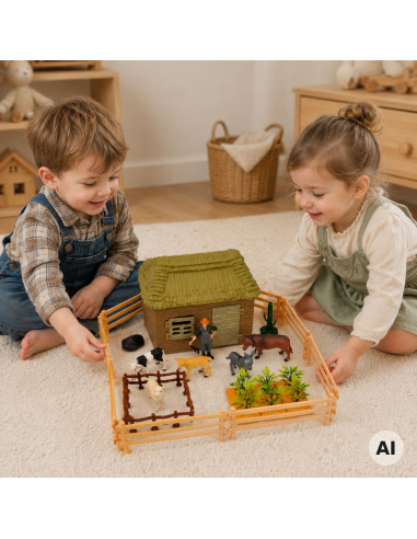 WOOPIE Farm Animal House Figures Set 37 pcs Little Farmer