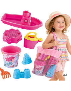 WOOPIE Sandbox Set with Boat and Bag Accessories 9 pcs Pink Beach