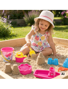 WOOPIE Sandbox Set with Boat and Bag Accessories 9 pcs Pink Beach 2