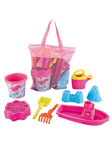 WOOPIE Sandbox Set with Boat and Bag Accessories 9 pcs Pink Beach