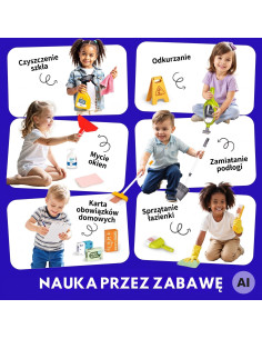 Woopie vaikų valymo rinkinys su vežimėliu, dulkių siurbliu ir priedais XXL, 22 vnt. 2