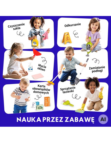 Woopie vaikų valymo rinkinys su vežimėliu, dulkių siurbliu ir priedais XXL, 22 vnt.