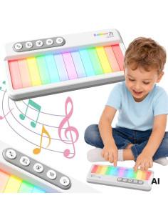 WOOPIE vaivorykštinis „Touch“ pianinas su foniniu apšvietimu ir mokymosi režimu, 3+