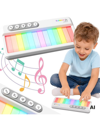 WOOPIE vaivorykštinis „Touch“ pianinas su foniniu apšvietimu ir mokymosi režimu, 3+