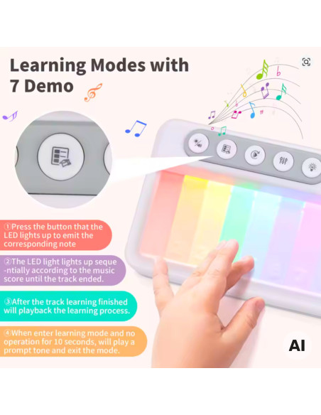 WOOPIE Rainbow Touch Piano with Backlight and Learning Mode 3+