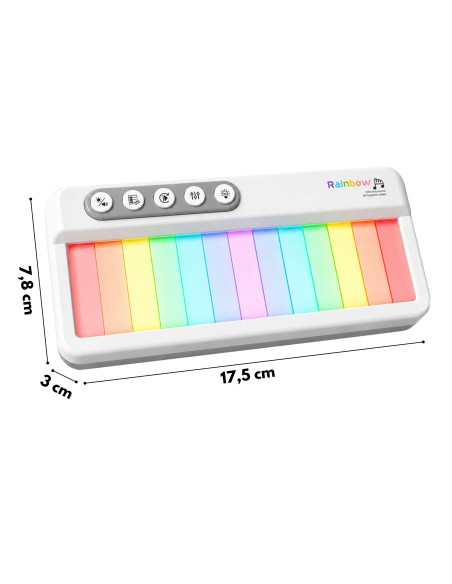 WOOPIE vaivorykštinis „Touch“ pianinas su foniniu apšvietimu ir mokymosi režimu, 3+