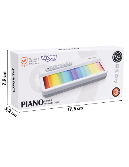 WOOPIE vaivorykštinis „Touch“ pianinas su foniniu apšvietimu ir mokymosi režimu, 3+