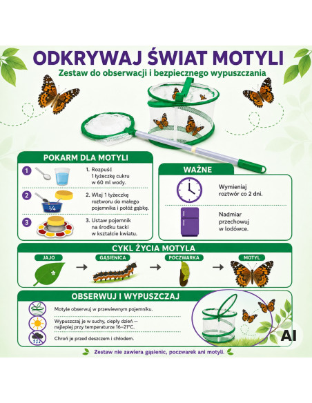 Woopie Drugelių veisimo rinkinys, STEM rinkinys, tinklelio priedai