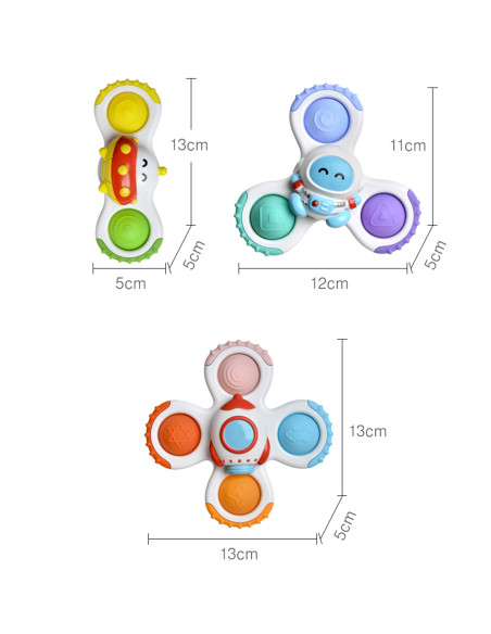 WOOPIE BABY Spinner Sensory Toy Rocket Alien Ufo 3 pcs.