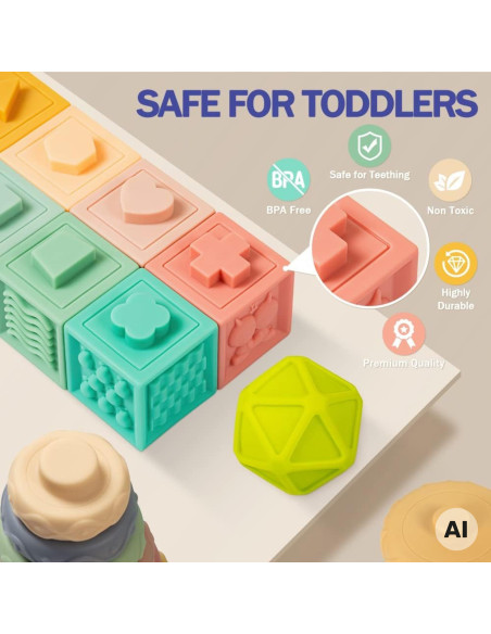 WOOPIE BABY Soft Sensory Blocks Teethers 23 pcs.