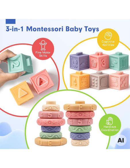WOOPIE BABY Soft Sensory Blocks Teethers 23 pcs.