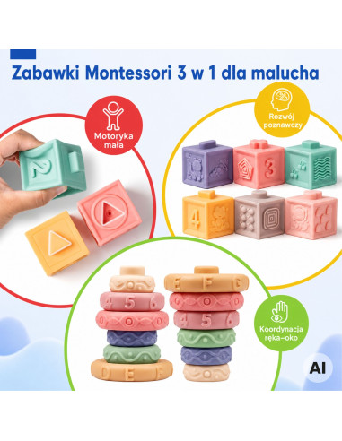 WOOPIE BABY minkšti sensoriniai kaladėlės ir kramtukai, 23 vnt.