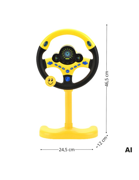 WOOPIE interaktyvus automobilio vairas su šviesomis, geltonas
