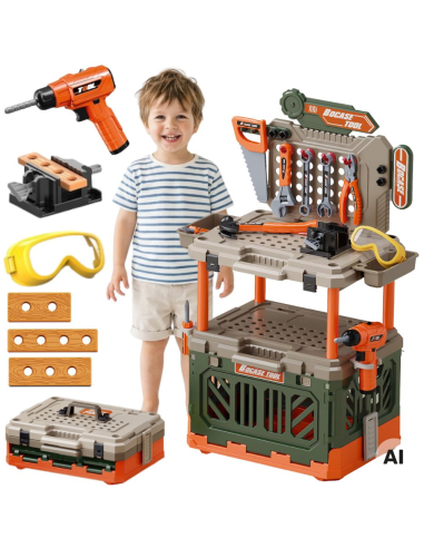 WOOPIE 4-in-1 Workshop for Little Handyman Battery-Powered Drill Accessories 90pcs.