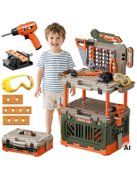 WOOPIE 4-in-1 Workshop for Little Handyman Battery-Powered Drill Accessories 90pcs.