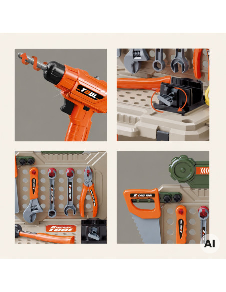 WOOPIE 4-in-1 Workshop for Little Handyman Battery-Powered Drill Accessories 90pcs.