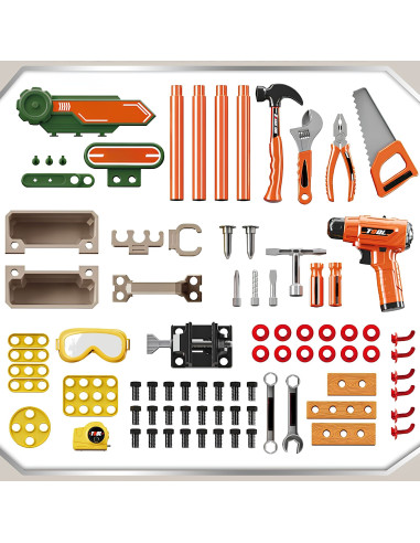 WOOPIE 4-in-1 Workshop for Little Handyman Battery-Powered Drill Accessories 90pcs.