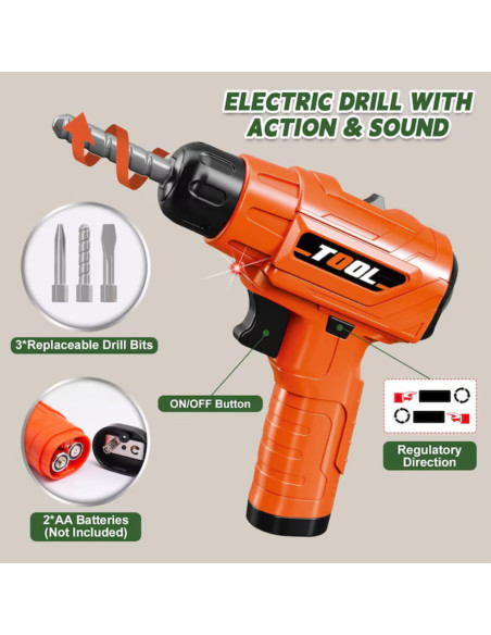 WOOPIE 4-in-1 Workshop for Little Handyman Battery-Powered Drill Accessories 90pcs.