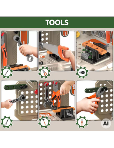 WOOPIE 4-in-1 Workshop for Little Handyman Battery-Powered Drill Accessories 90pcs.