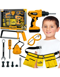 WOOPIE Little Handyman Tool Set Goggles Screwdriver Tool Belt 16 pcs.