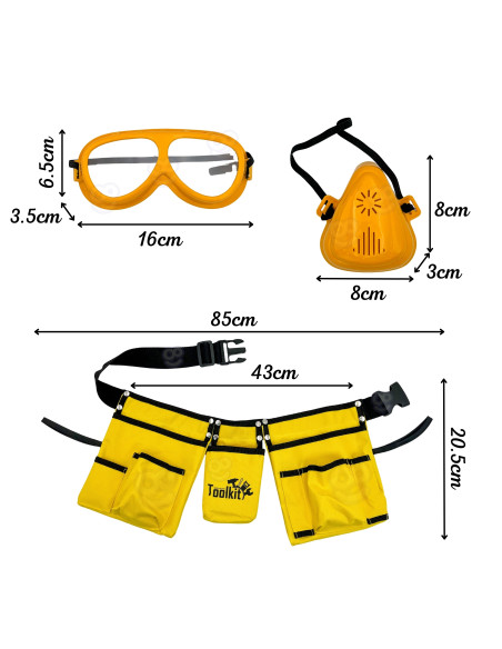 WOOPIE Little Handyman Tool Set Goggles Screwdriver Tool Belt 16 pcs.