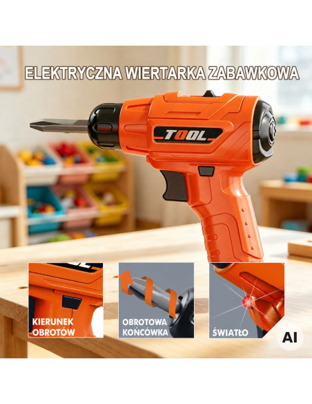 Набор инструментов WOOPIE в кейсе, 78 предметов, для маленького мастера, аккумуляторная дрель и фонарик