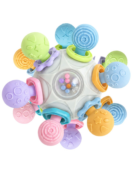 WOOPIE BABY sensorinis žaislas-kramtukas kamuoliukas 3 viename, nuo 6 mėn+