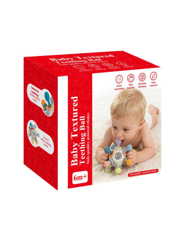 WOOPIE BABY sensorinis žaislas-kramtukas kamuoliukas 3 viename, nuo 6 mėn+