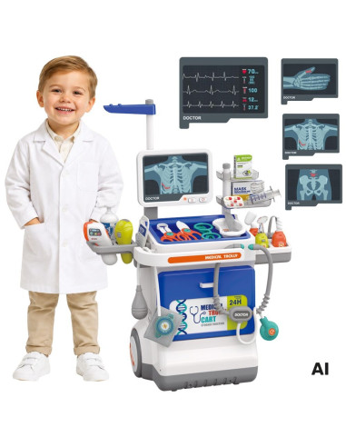 WOOPIE Interactive Little Doctor's Trolley Medical Set X-ray 115cm