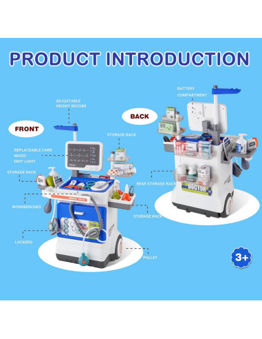 WOOPIE Interactive Little Doctor's Trolley Medical Set X-ray 115cm