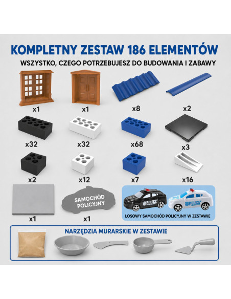WOOPIE Police Station Brick Building Kit 186 pcs. Building Bricks