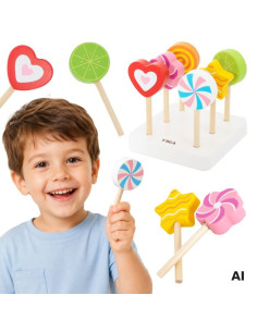 VIGA Wooden Lollipops Confectionery Shop Set of 6 for Children 18m+