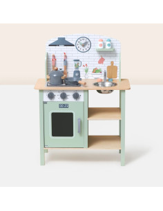 TOOKY TOY Green Wooden Kitchen with Accessories 2