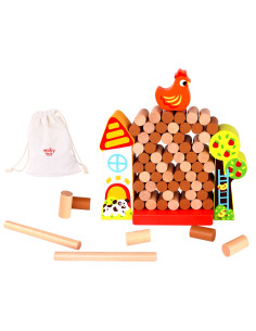 TOOKY TOY Arcade Game Falling Hen Wooden Farm
