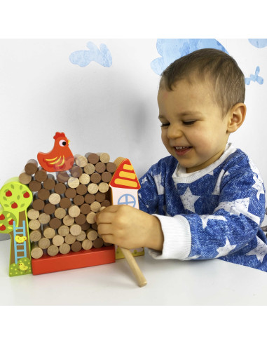TOOKY TOY Arcade Game Falling Hen Wooden Farm